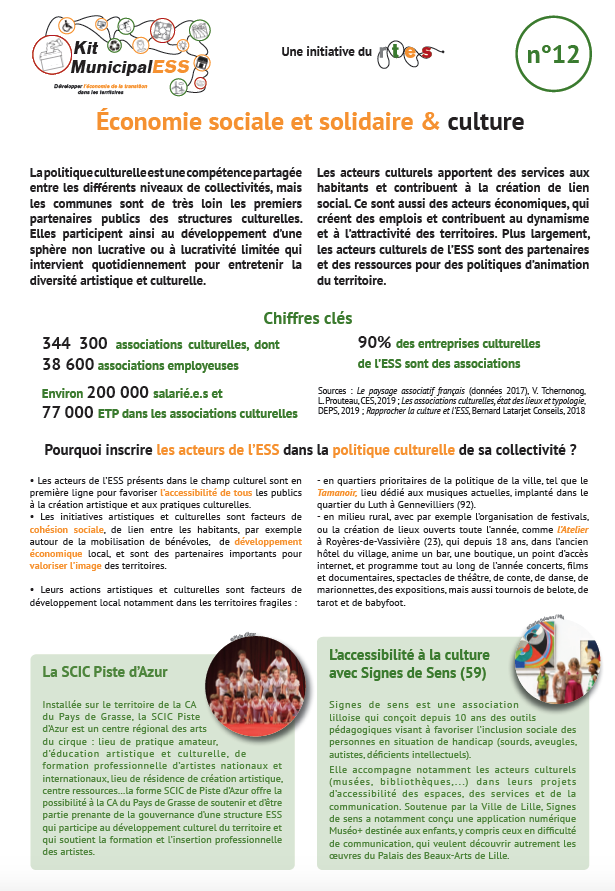 Fiche n12 Économie sociale et solidaire culture RTES